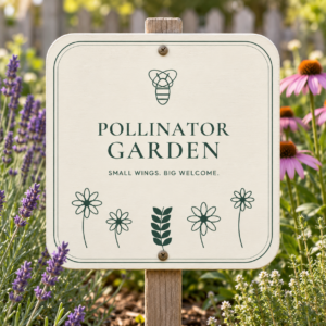 Pollinator Garden Sign SVG - Bees Welcome — Lifestyle mockup - digital file only